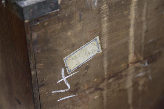 A Victorian brass bound oak military chest, W.3ft 3.5in